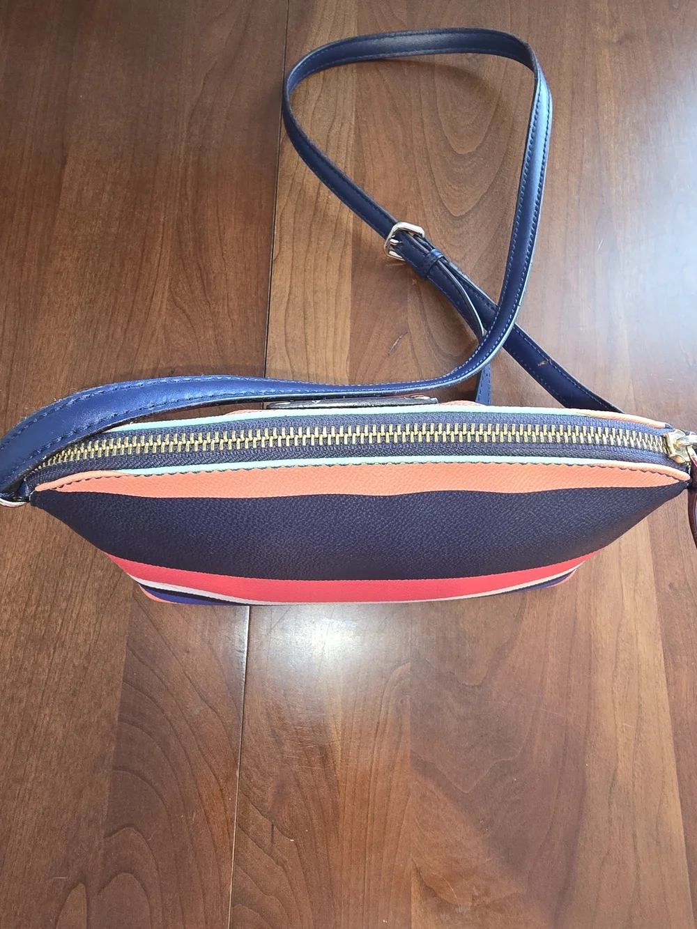 kate spade Navy & Coral Stripe Crossbody Bag, EUC